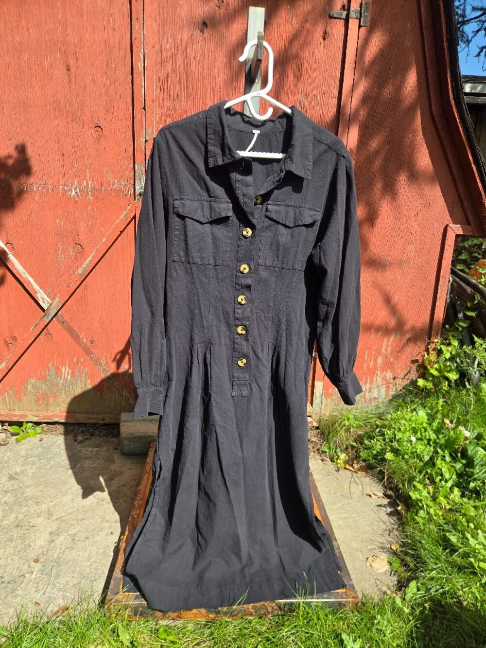 Free People Audrey Button Down Dress S Women's Casual Long Sleeve Midi